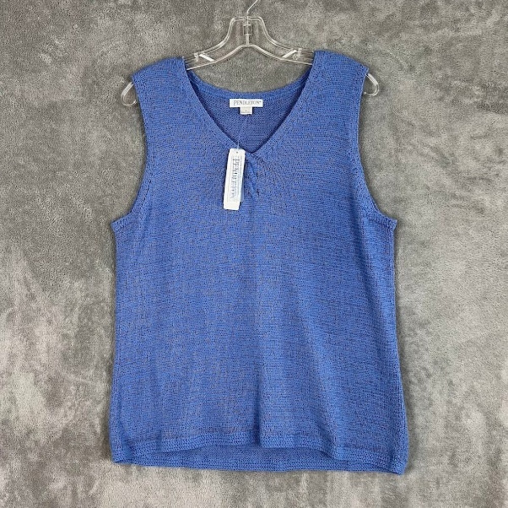 NWT Pendleton V Neck Sweater Vest Womens L Cotton Knit Lightweight Casual